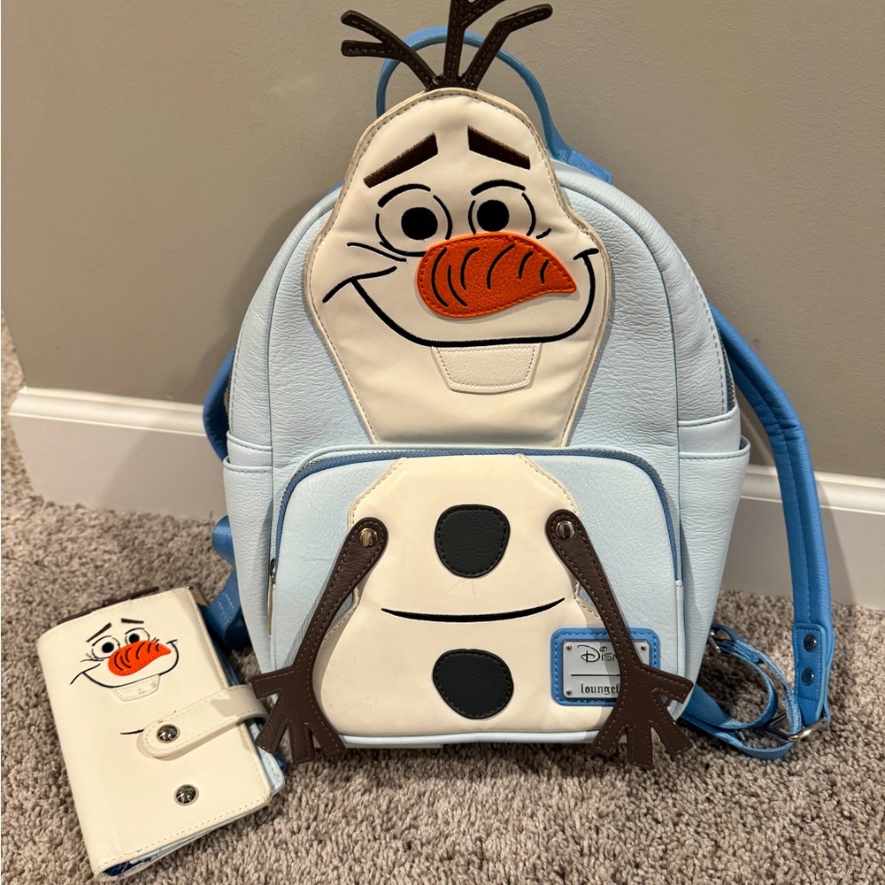 Disney Olaf Blue and White Backpack and Wallet Set
